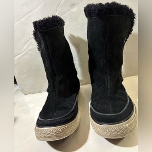Converse Boots Chuck Taylor Beverly Black Suede Leather Faux Fur Lined